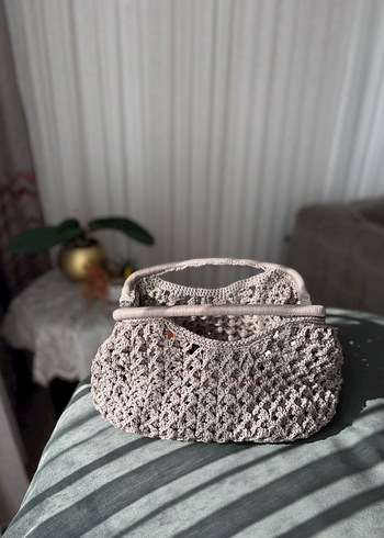 Gri Örgü Bohem Kadın Çanta - Görsel 4