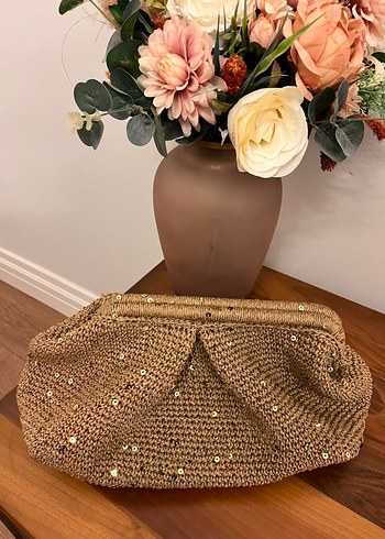 Bej Örgü Kadın Clutch Çanta - Görsel 3
