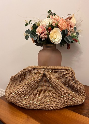 Bej Örgü Kadın Clutch Çanta - Görsel 4