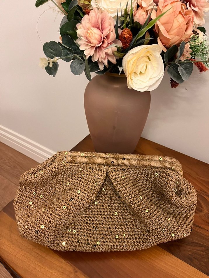 Bej Örgü Kadın Clutch Çanta - Görsel 3