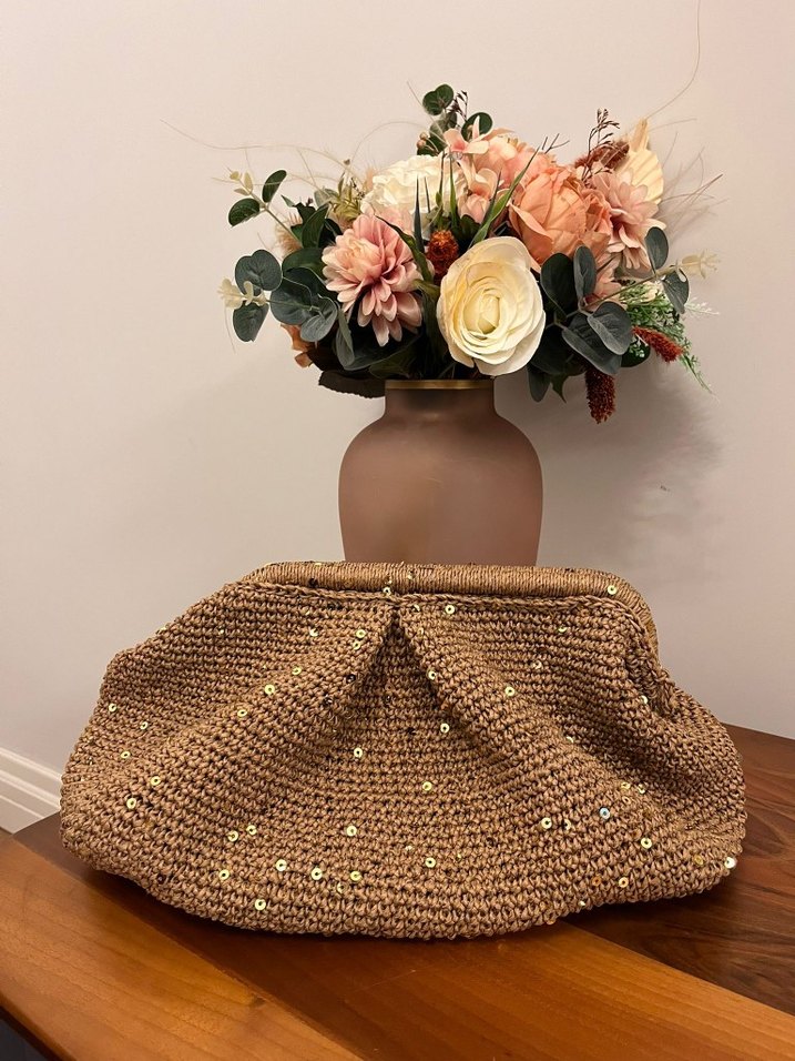 Bej Örgü Kadın Clutch Çanta - Görsel 4