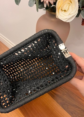 Siyah Örgü Kadın Portföy Çanta - Görsel 4