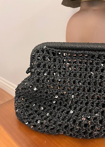 Siyah Örgü Kadın Portföy Çanta - Görsel 2