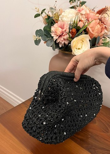 Siyah Örgü Kadın Portföy Çanta - Görsel 3