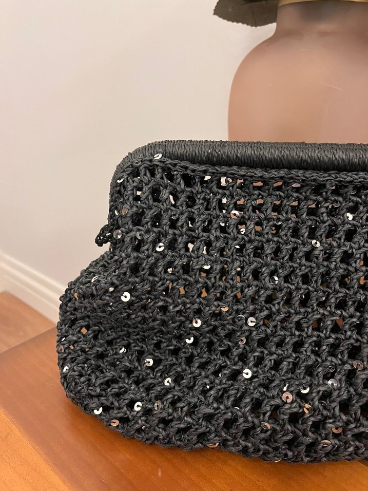 Siyah Örgü Kadın Portföy Çanta - Görsel 2