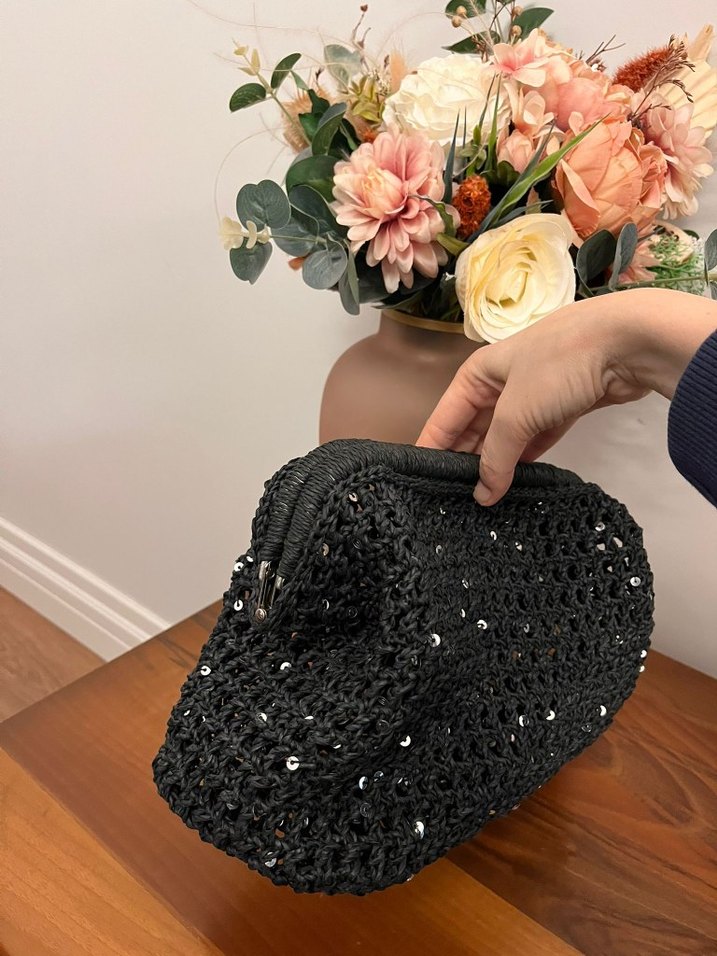 Siyah Örgü Kadın Portföy Çanta - Görsel 3