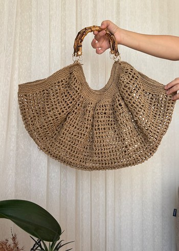 Bej Örgü Bohem Kadın Çanta - Görsel 3