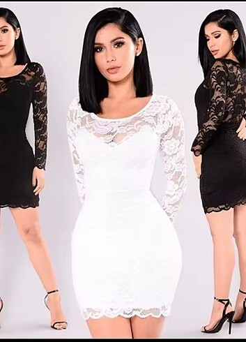 xs Beden Siyah dantelli mini elbise