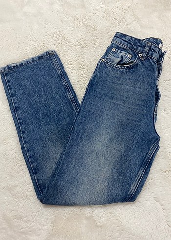 Diğer Düğmeli Mavi Kadın Denim Pantolon