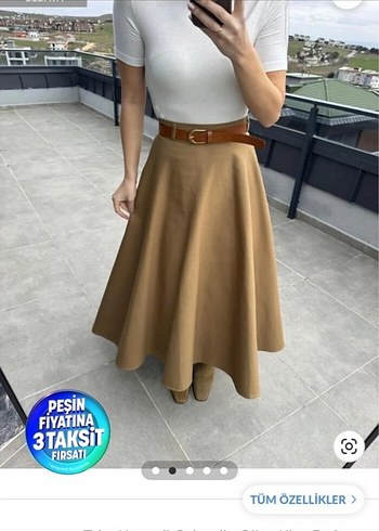 Trendyol & Milla Bej Uzun Pamuklu Salaş Etek