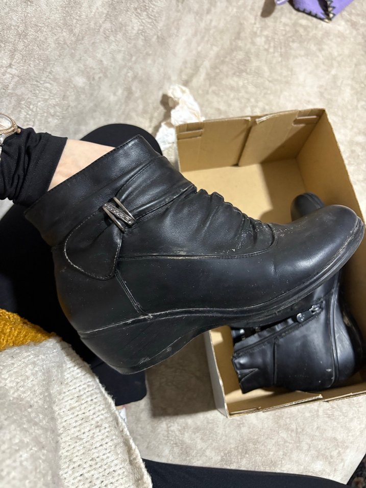 Siyah kadın Kayak Botu Tokalı Kauçuk Taban - Görsel 3