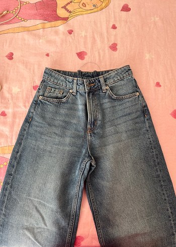 Kadın Mavi Midi Boy Bol Kesim Kot Pantolon