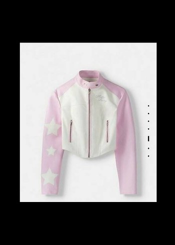 Kadın Pembe Deri Biker Ceket - Görsel 4