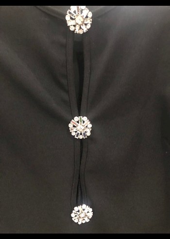 Düğmeli Siyah Uzun Kadın Elbise - Görsel 3