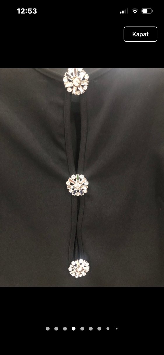 Düğmeli Siyah Uzun Kadın Elbise - Görsel 3