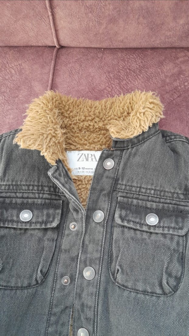 Gri Erkek Çocuk Kürklü Denim Ceket - Görsel 3