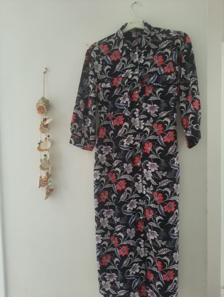 Çiçek Desenli Uzun Bohem Elbise - Görsel 2