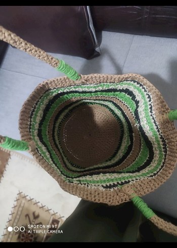 Örgü Desenli Yeşil Kadın Tote Çanta - Görsel 5