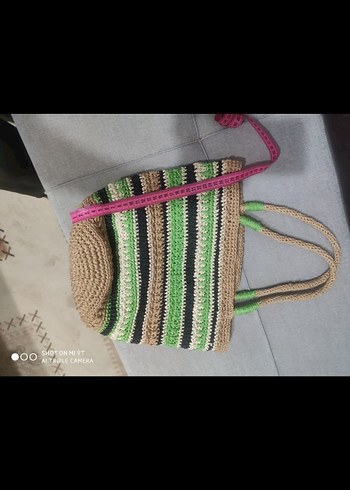 Örgü Desenli Yeşil Kadın Tote Çanta - Görsel 3