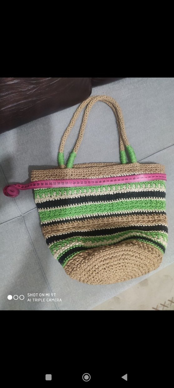 Örgü Desenli Yeşil Kadın Tote Çanta - Görsel 4