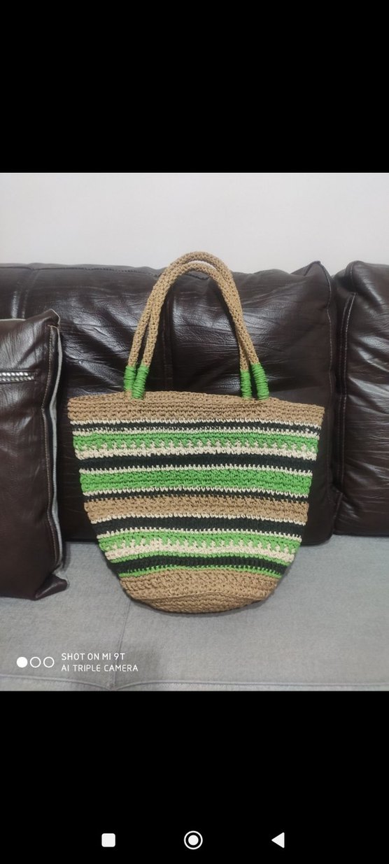 Örgü Desenli Yeşil Kadın Tote Çanta - Görsel 2