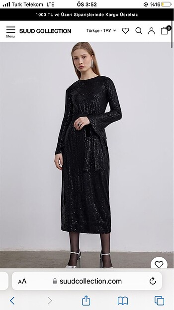 Suud collection siyah pullu abiye