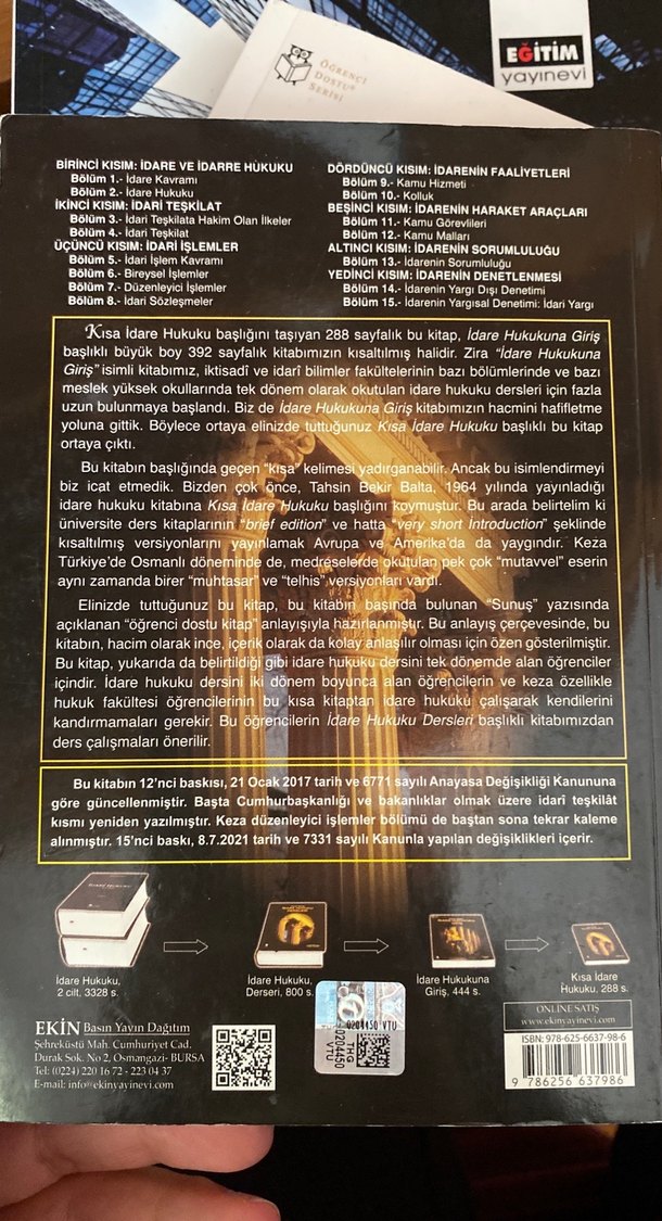 Kısa İdare Hukuku - Kemal Gözler, Gürsel Kaplan - Görsel 2