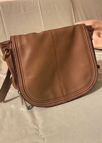 Mango Modern Klasik Kemerli Bej Deri Kadın Çanta