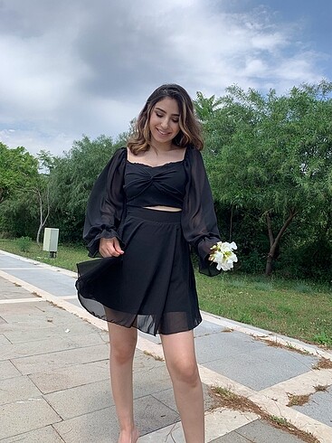 Zara Siyah Şifon Günlük Elbise 