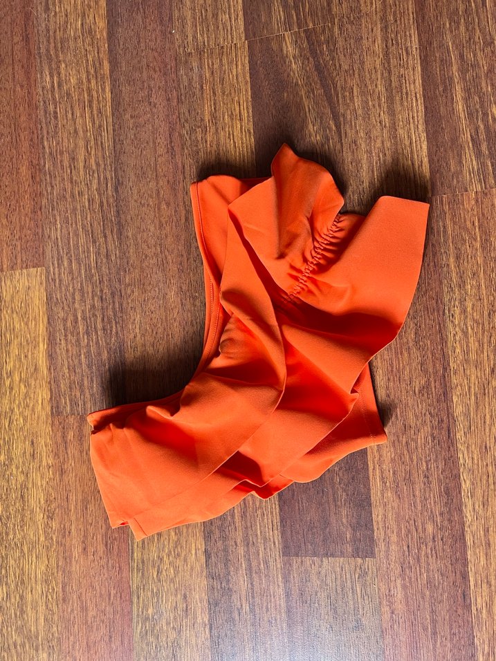 Kadın Parlak Turuncu Fırfırlı Top - Görsel 2