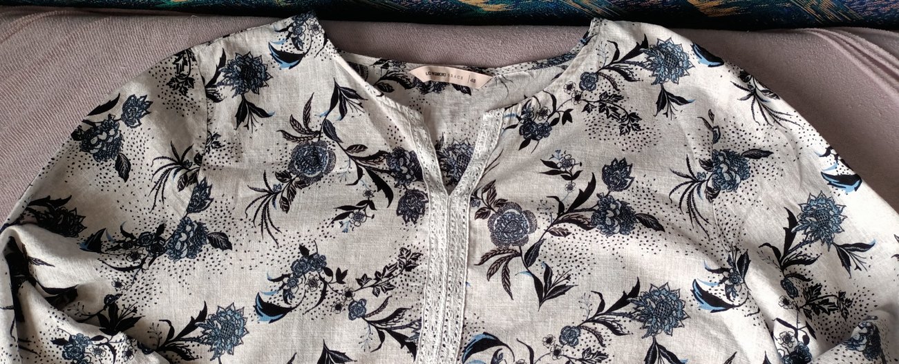 Bohem Gri Desenli Dantel Detaylı Uzun Kollu Bluz - Görsel 3