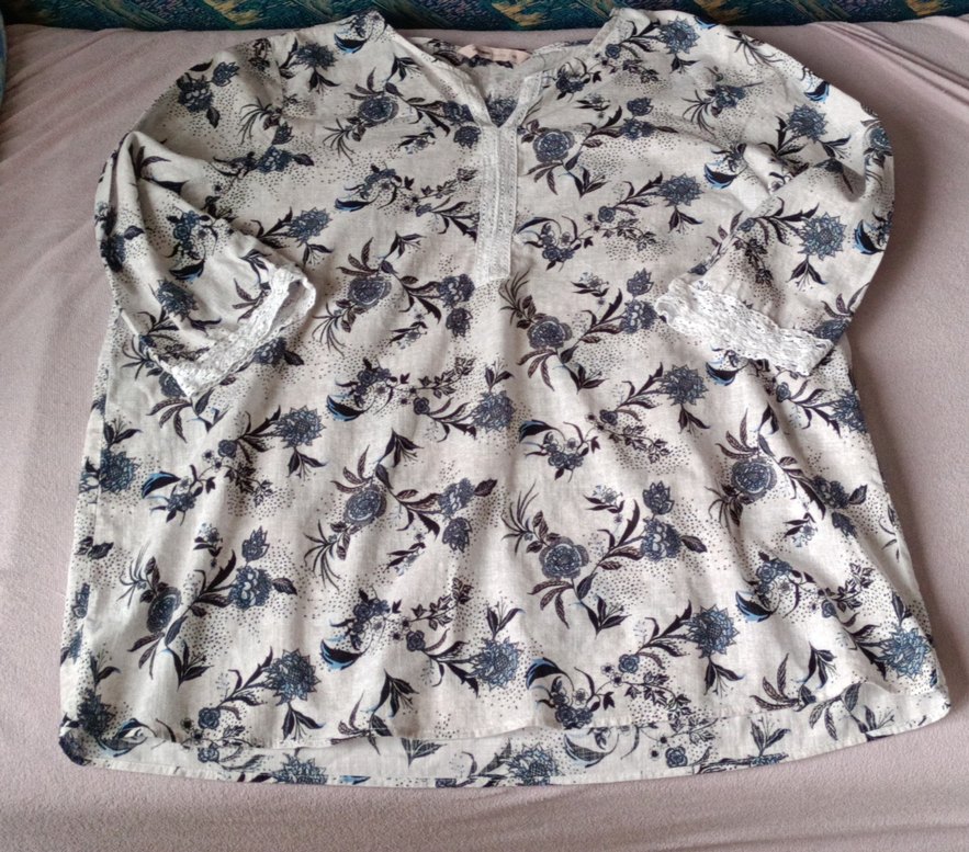 Bohem Gri Desenli Dantel Detaylı Uzun Kollu Bluz - Görsel 2