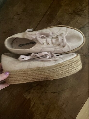 Superga Pembe superga hasir topuk