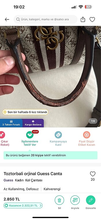  Beden çeşitli Renk Guess canta