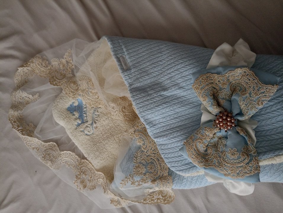 Nakışlı Mavi Triko Bebek Uyku baddaniyesi - Görsel 2