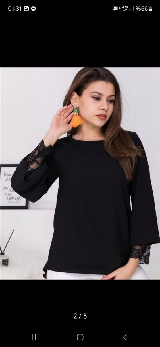 Siyah Püsküllü Kadın Bluz - Görsel 2