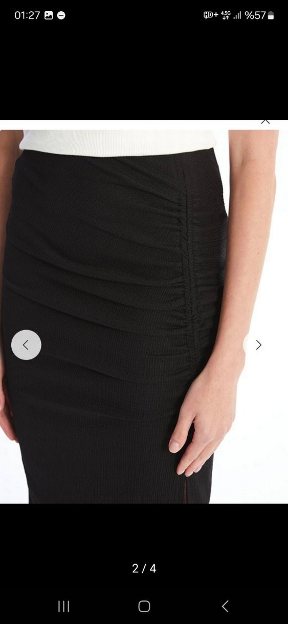 Siyah Yırtmaçlı Midi Kadın Etek - Görsel 2