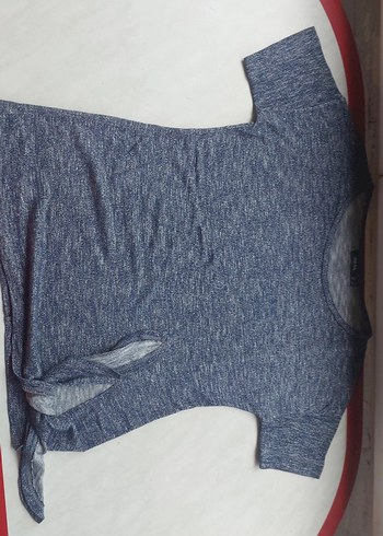 Kadın Gri Kısa Kollu Triko Sweatshirt - Görsel 5