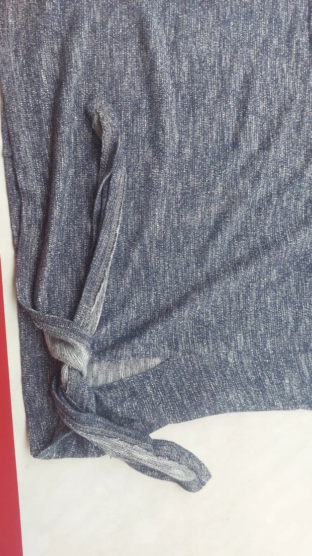 Kadın Gri Kısa Kollu Triko Sweatshirt - Görsel 3