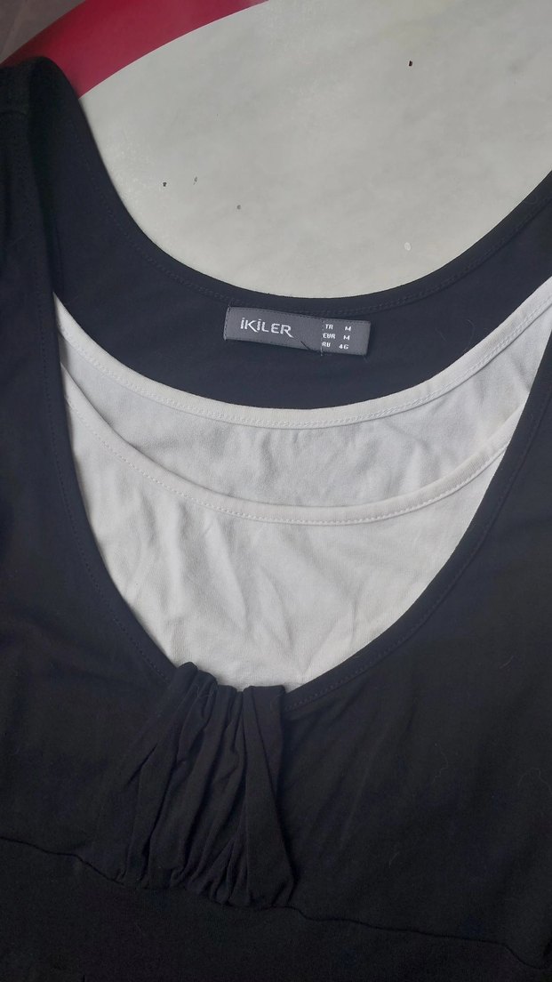 Askılı Siyah Hamile Midi Elbise - Görsel 2