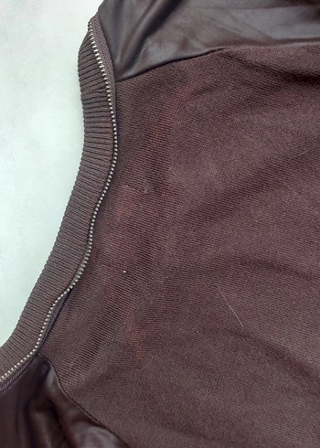 kahverengi Deri Detaylı Kadın Triko Sweatshirt - Görsel 4