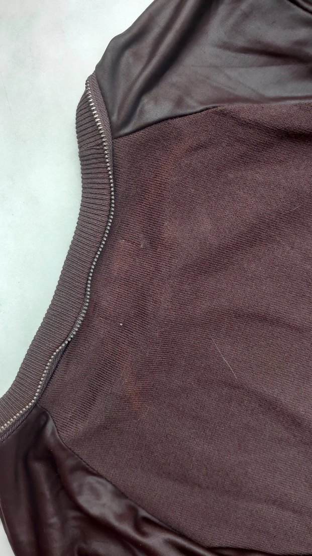 kahverengi Deri Detaylı Kadın Triko Sweatshirt - Görsel 5