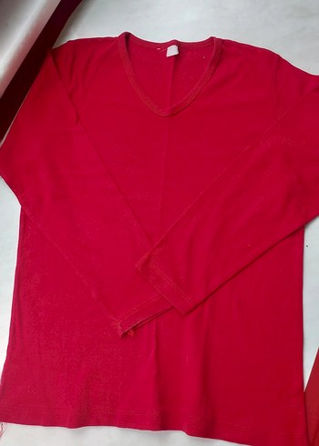 Kırmızı V Yaka Kadın Sweatshirt - Görsel 2