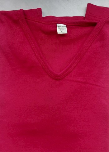 Kırmızı V Yaka Kadın Sweatshirt - Görsel 5