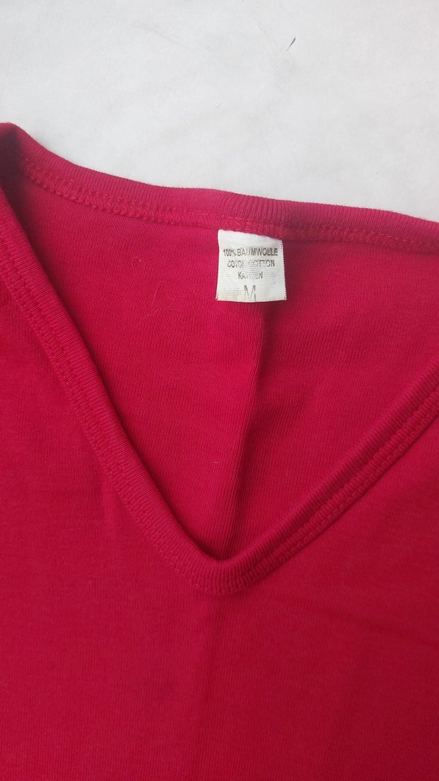 Kırmızı V Yaka Kadın Sweatshirt - Görsel 4