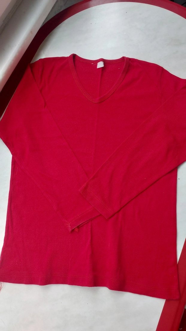 Kırmızı V Yaka Kadın Sweatshirt - Görsel 2