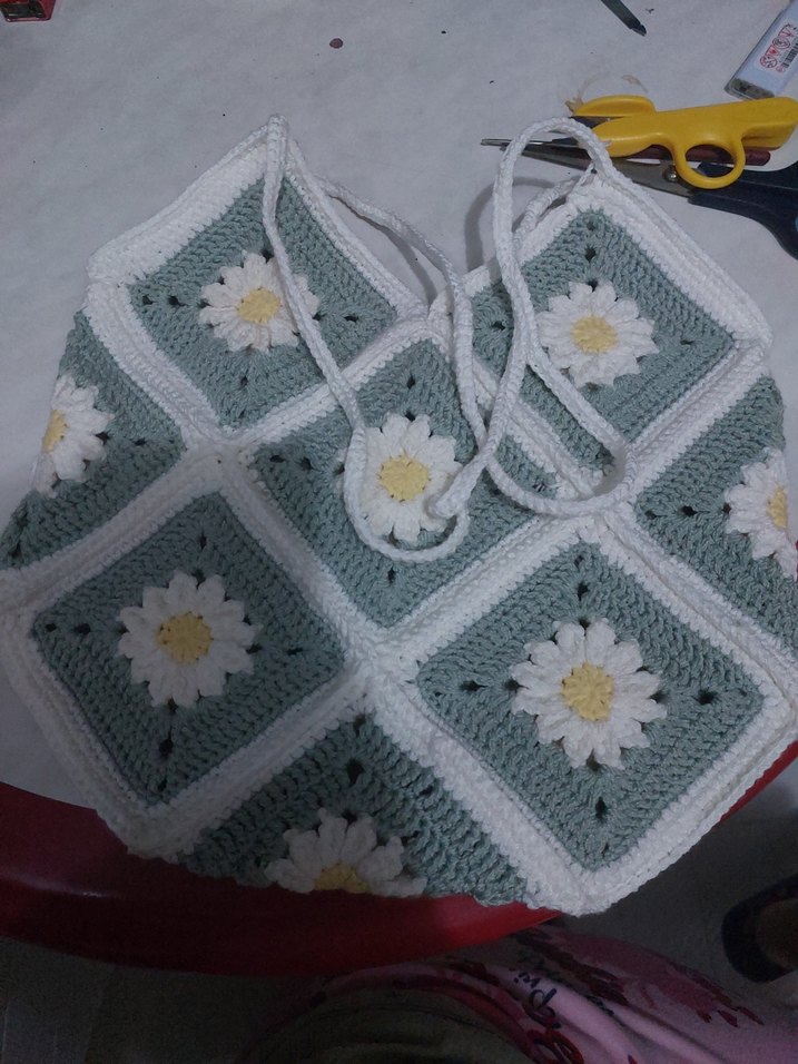 Beyaz Bohem Örgü Kadın Çanta - Görsel 3