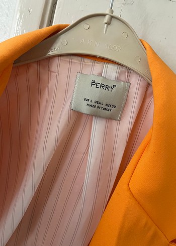 l Beden sarı Renk Sarı Düğmeli Kadın Midi Blazer Ceket