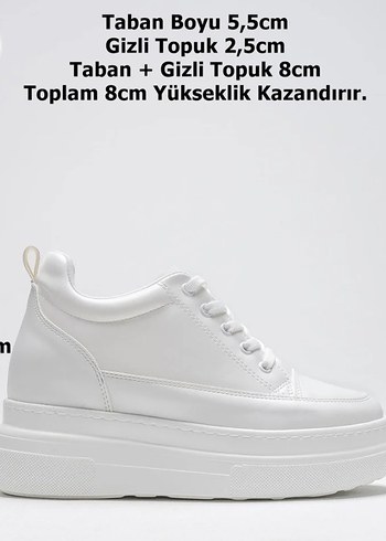 Beyaz Gizli Topuklu Kadın Spor Ayakkabı - Görsel 2