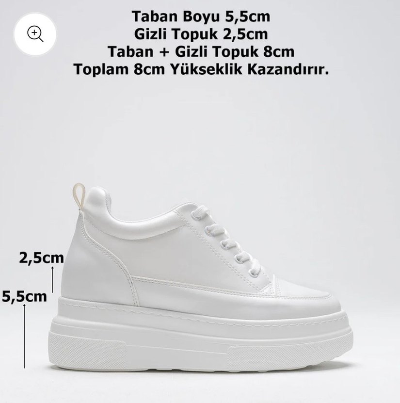 Beyaz Gizli Topuklu Kadın Spor Ayakkabı - Görsel 2